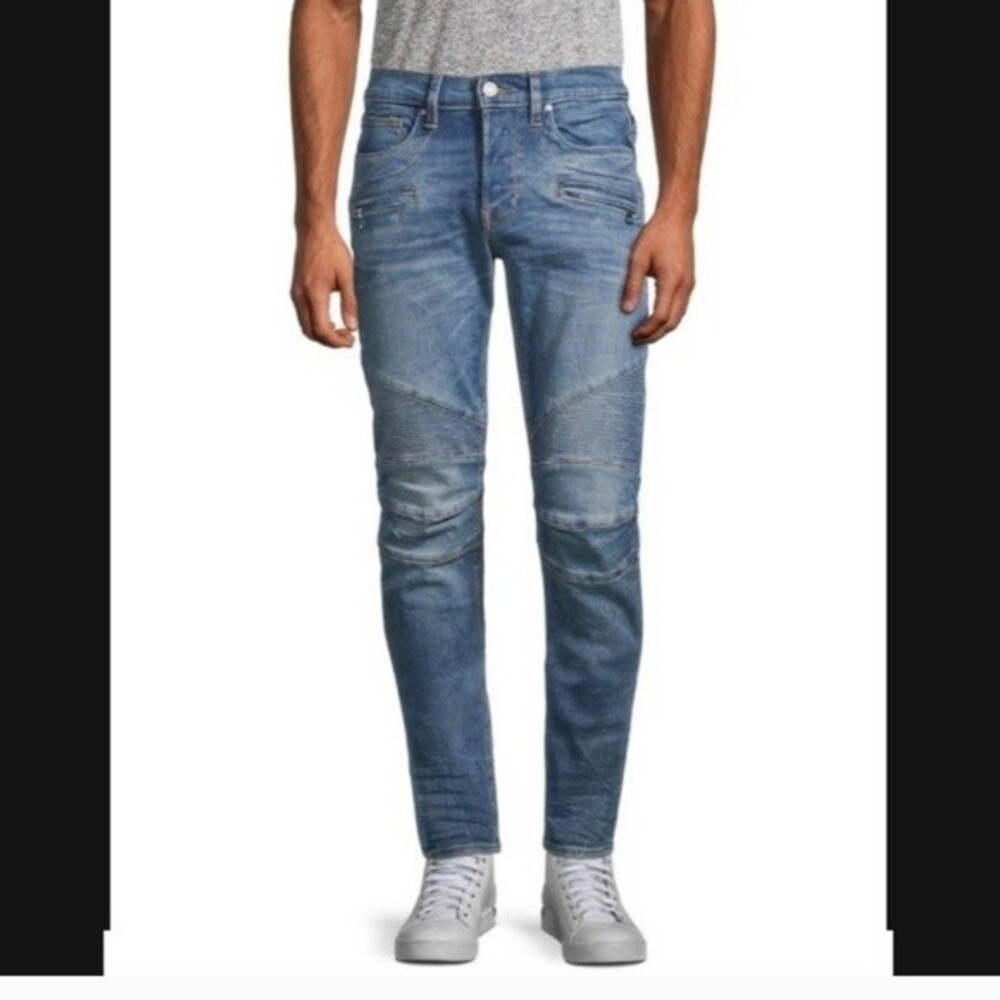 Hudson men's Jeans Blinder Biker moto Ribbed Stretch straight blue Jeans size 42